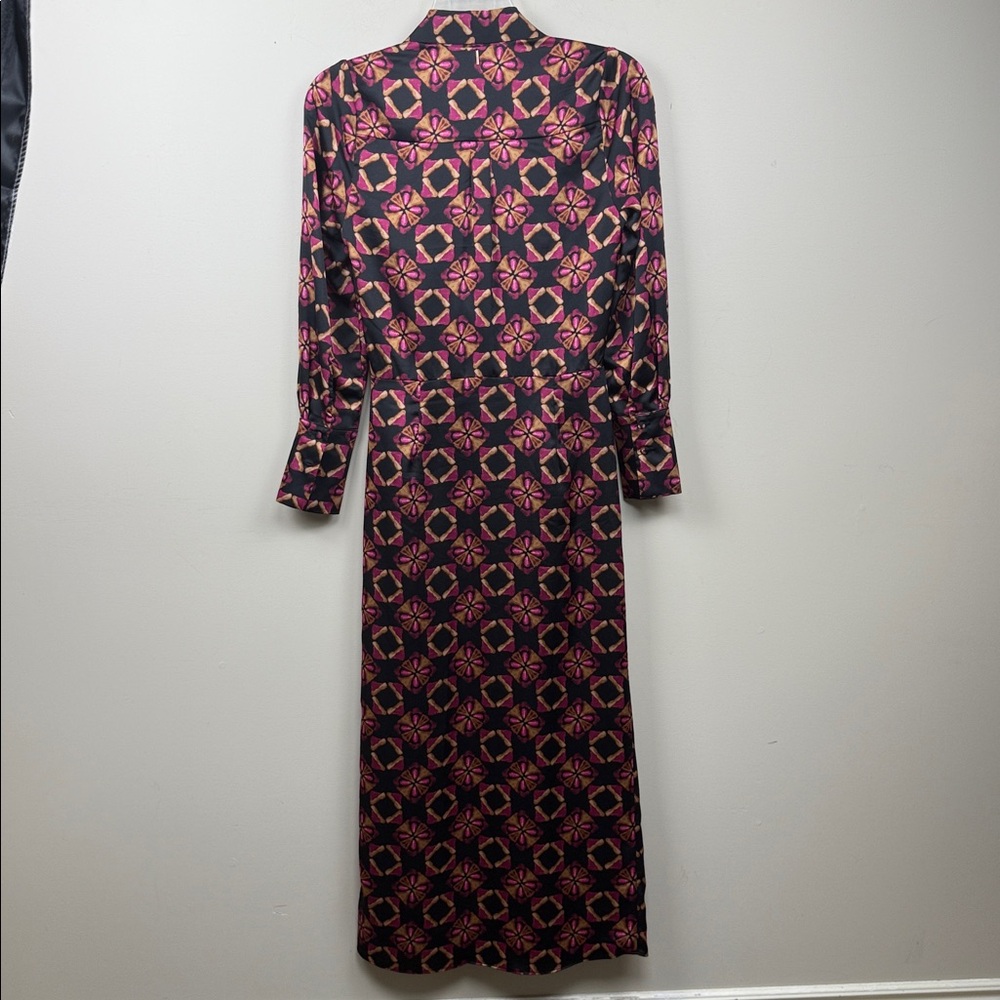 Misa Los Angeles X Anthropologie silky long sleeve abstract print Maxi with slit - Picture 8 of 11